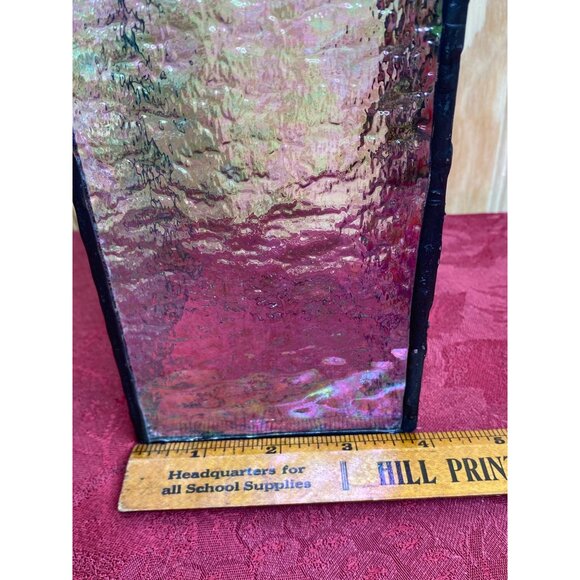 Stained Glass Poinsettia Candle Cover Votive Handcrafted 8" x 3.75" x 3.5" - Picture 11 of 13